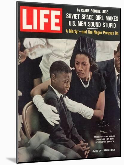 Child and Widow of Murdered Civil Rights Activist Medgar Evers at his Funeral, June 28, 1963-John Loengard-Mounted Photographic Print