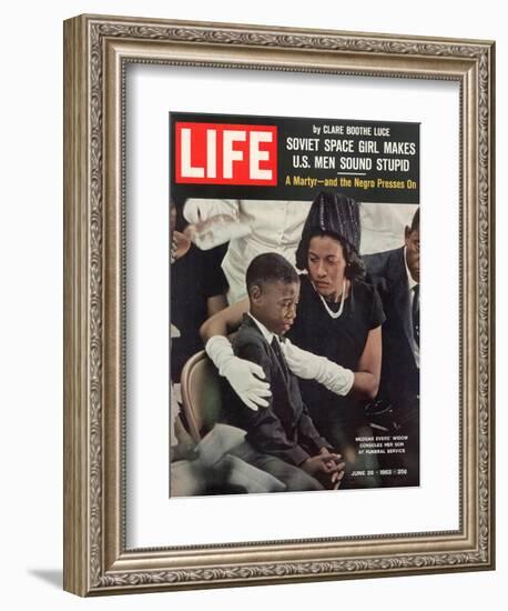 Child and Widow of Murdered Civil Rights Activist Medgar Evers at his Funeral, June 28, 1963-John Loengard-Framed Photographic Print