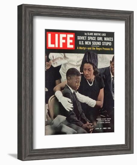 Child and Widow of Murdered Civil Rights Activist Medgar Evers at his Funeral, June 28, 1963-John Loengard-Framed Photographic Print