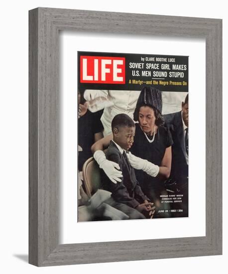 Child and Widow of Murdered Civil Rights Activist Medgar Evers at his Funeral, June 28, 1963-John Loengard-Framed Photographic Print