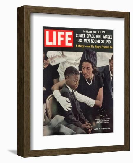 Child and Widow of Murdered Civil Rights Activist Medgar Evers at his Funeral, June 28, 1963-John Loengard-Framed Photographic Print