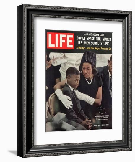 Child and Widow of Murdered Civil Rights Activist Medgar Evers at his Funeral, June 28, 1963-John Loengard-Framed Photographic Print