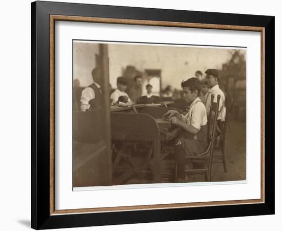 Child Apprentice at De Pedro Casellas Cigar Factory, Tampa, Florida, 1909-Lewis Wickes Hine-Framed Giclee Print