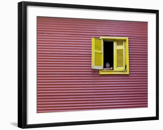 Child at a Window, La Boca, Buenos Aires, Argentina, South America-Thorsten Milse-Framed Photographic Print