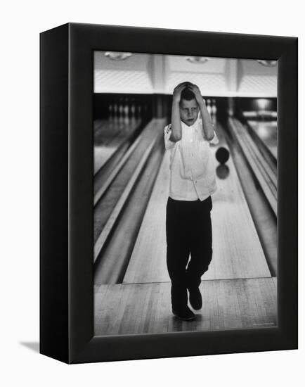 Child Bowling at a Local Bowling Alley-Art Rickerby-Framed Premier Image Canvas