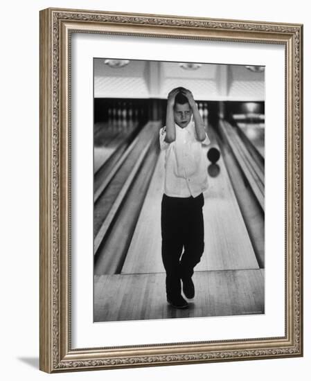 Child Bowling at a Local Bowling Alley-Art Rickerby-Framed Photographic Print