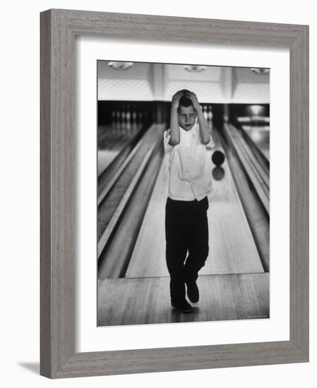 Child Bowling at a Local Bowling Alley-Art Rickerby-Framed Photographic Print