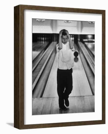 Child Bowling at a Local Bowling Alley-Art Rickerby-Framed Photographic Print