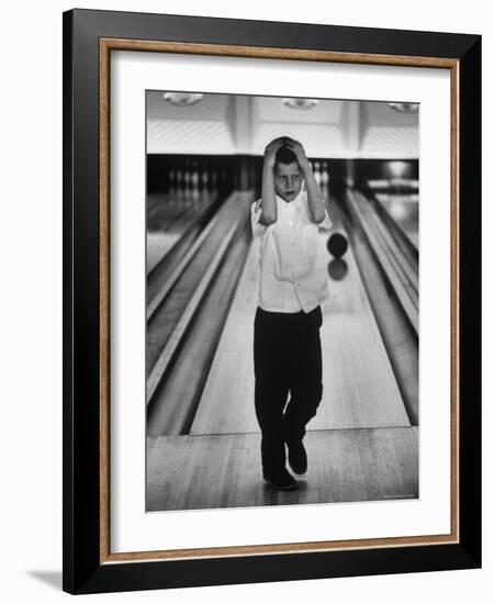 Child Bowling at a Local Bowling Alley-Art Rickerby-Framed Photographic Print