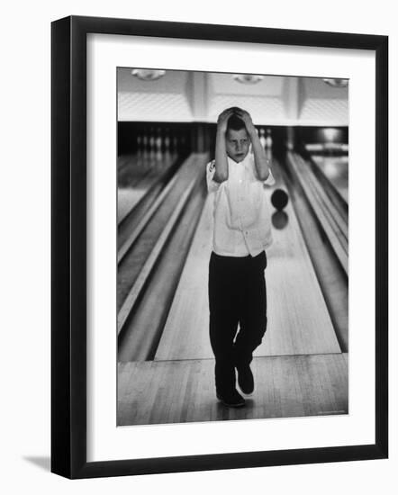 Child Bowling at a Local Bowling Alley-Art Rickerby-Framed Photographic Print