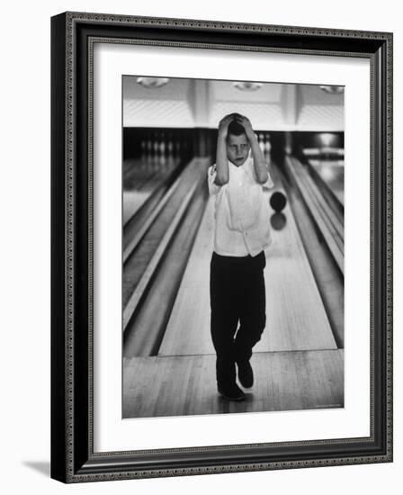 Child Bowling at a Local Bowling Alley-Art Rickerby-Framed Photographic Print