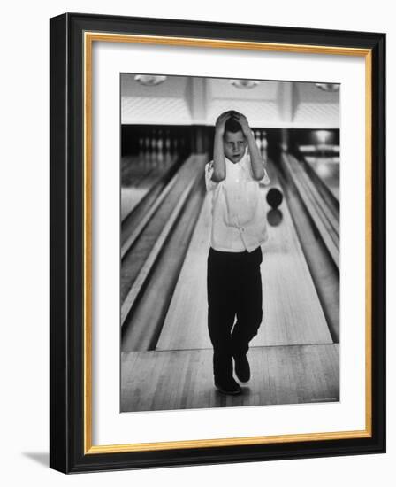 Child Bowling at a Local Bowling Alley-Art Rickerby-Framed Photographic Print