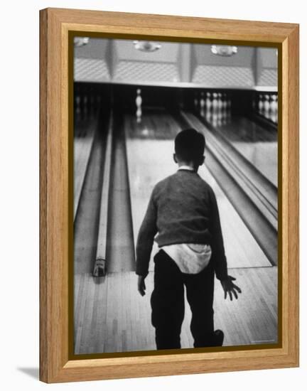 Child Bowling at a Local Bowling Alley-Art Rickerby-Framed Premier Image Canvas