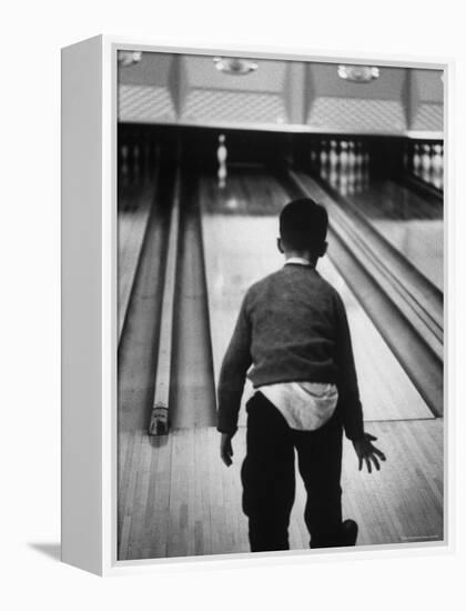 Child Bowling at a Local Bowling Alley-Art Rickerby-Framed Premier Image Canvas