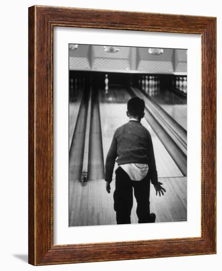 Child Bowling at a Local Bowling Alley-Art Rickerby-Framed Photographic Print