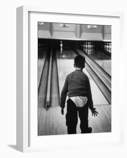 Child Bowling at a Local Bowling Alley-Art Rickerby-Framed Photographic Print