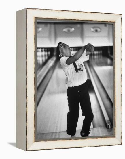Child Bowling at a Local Bowling Alley-Art Rickerby-Framed Premier Image Canvas