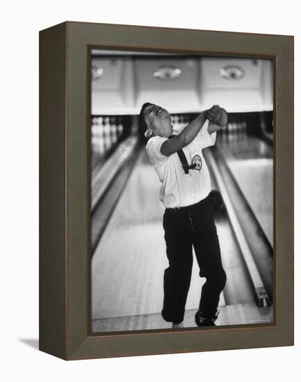 Child Bowling at a Local Bowling Alley-Art Rickerby-Framed Premier Image Canvas