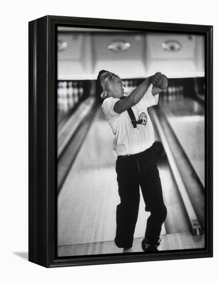 Child Bowling at a Local Bowling Alley-Art Rickerby-Framed Premier Image Canvas