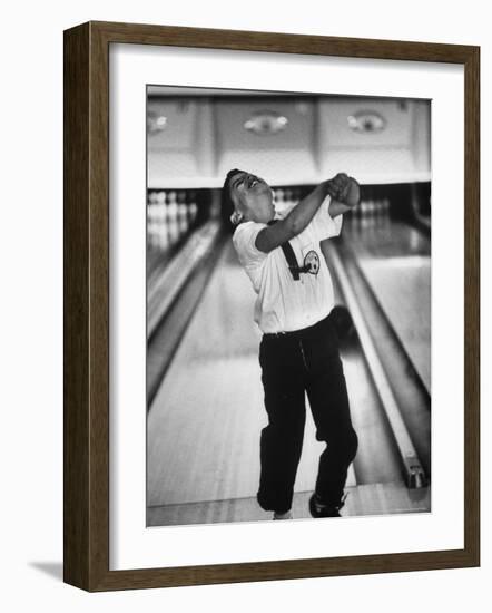 Child Bowling at a Local Bowling Alley-Art Rickerby-Framed Photographic Print