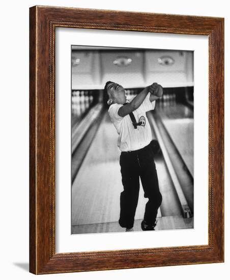 Child Bowling at a Local Bowling Alley-Art Rickerby-Framed Photographic Print