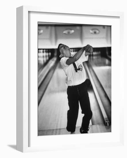 Child Bowling at a Local Bowling Alley-Art Rickerby-Framed Photographic Print