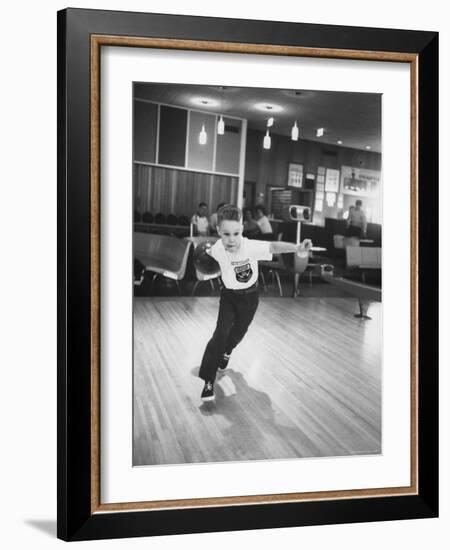 Child Bowling at a Local Bowling Alley-Art Rickerby-Framed Photographic Print