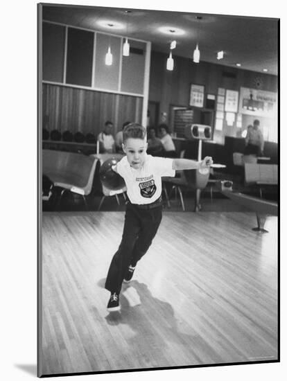 Child Bowling at a Local Bowling Alley-Art Rickerby-Mounted Photographic Print