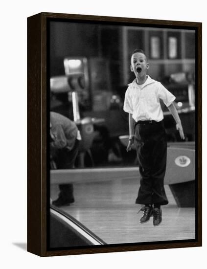 Child Bowling at a Local Bowling Alley-Art Rickerby-Framed Premier Image Canvas