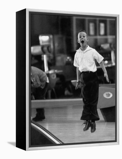 Child Bowling at a Local Bowling Alley-Art Rickerby-Framed Premier Image Canvas