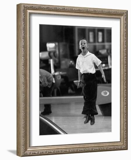 Child Bowling at a Local Bowling Alley-Art Rickerby-Framed Photographic Print