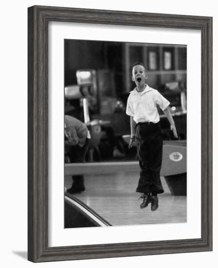 Child Bowling at a Local Bowling Alley-Art Rickerby-Framed Photographic Print