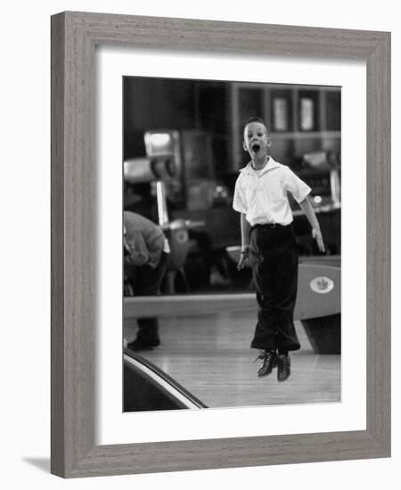 Child Bowling at a Local Bowling Alley-Art Rickerby-Framed Photographic Print