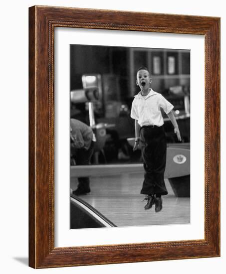 Child Bowling at a Local Bowling Alley-Art Rickerby-Framed Photographic Print