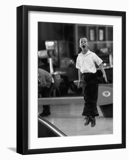 Child Bowling at a Local Bowling Alley-Art Rickerby-Framed Photographic Print