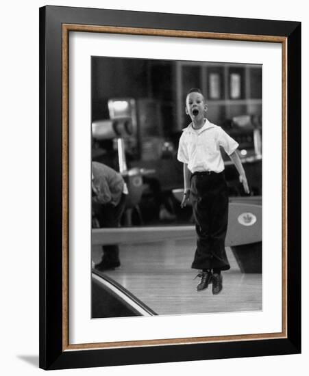 Child Bowling at a Local Bowling Alley-Art Rickerby-Framed Photographic Print