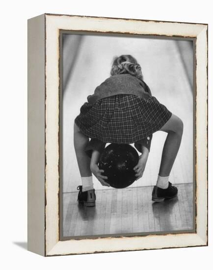 Child Bowling at a Local Bowling Alley-Art Rickerby-Framed Premier Image Canvas