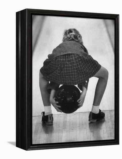 Child Bowling at a Local Bowling Alley-Art Rickerby-Framed Premier Image Canvas