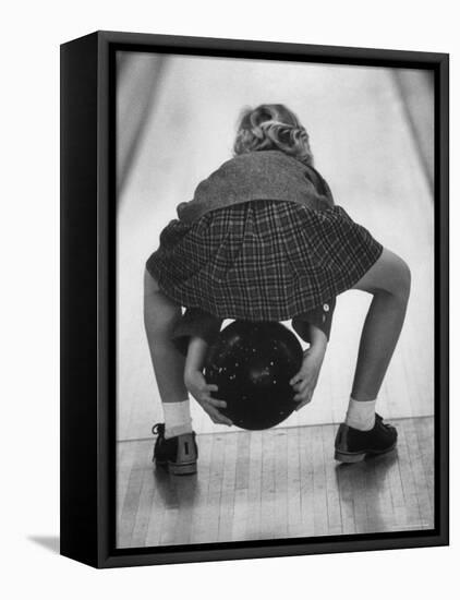 Child Bowling at a Local Bowling Alley-Art Rickerby-Framed Premier Image Canvas