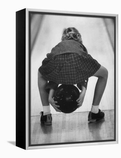 Child Bowling at a Local Bowling Alley-Art Rickerby-Framed Premier Image Canvas