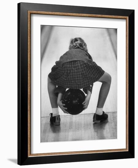 Child Bowling at a Local Bowling Alley-Art Rickerby-Framed Photographic Print