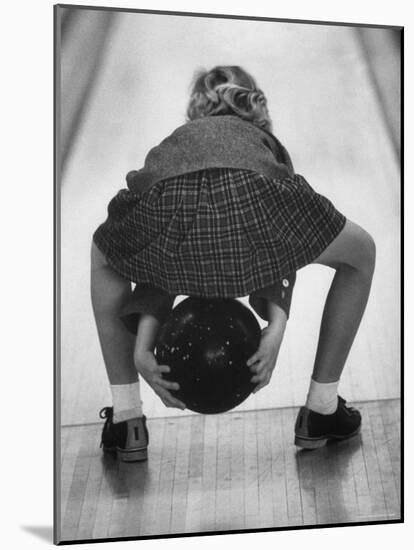 Child Bowling at a Local Bowling Alley-Art Rickerby-Mounted Photographic Print