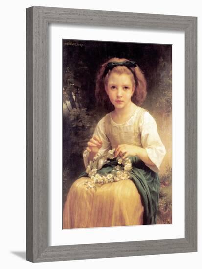 Child Braiding a Crown-William Adolphe Bouguereau-Framed Art Print