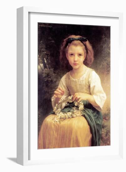 Child Braiding a Crown-William Adolphe Bouguereau-Framed Art Print