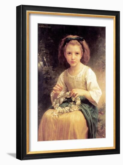 Child Braiding a Crown-William Adolphe Bouguereau-Framed Art Print