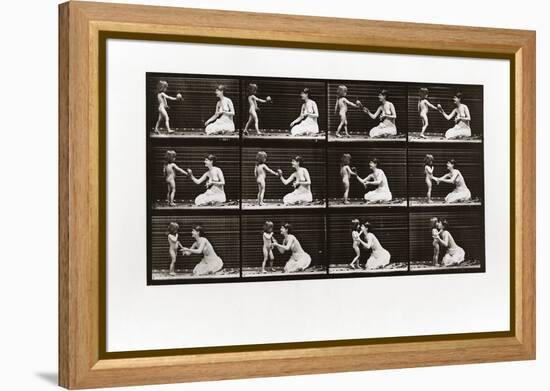 Child Bringing Bouquet to a Woman, Plate 465 from Animal Locomotion, 1887 (B/W Photo)-Eadweard Muybridge-Framed Premier Image Canvas