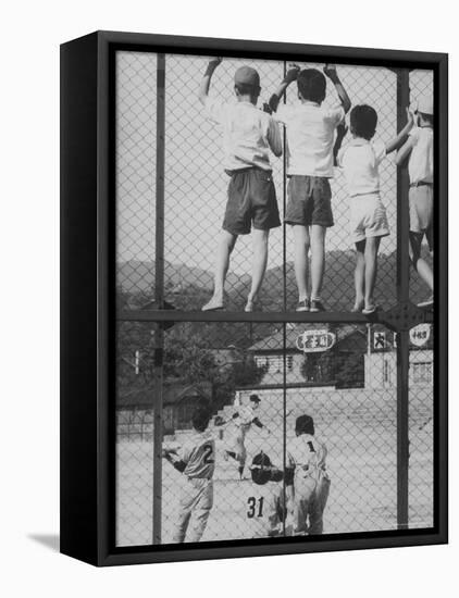 Child Fans of Baseball Watching on a Fence-Eliot Elisofon-Framed Premier Image Canvas