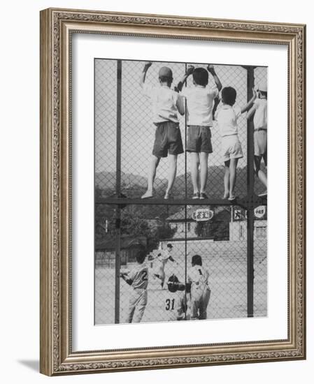 Child Fans of Baseball Watching on a Fence-Eliot Elisofon-Framed Photographic Print