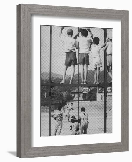Child Fans of Baseball Watching on a Fence-Eliot Elisofon-Framed Photographic Print