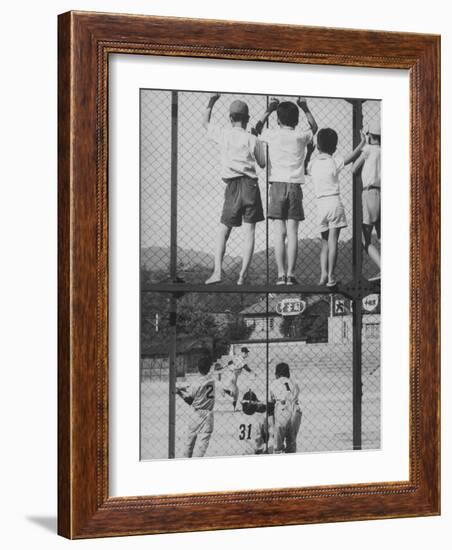 Child Fans of Baseball Watching on a Fence-Eliot Elisofon-Framed Photographic Print